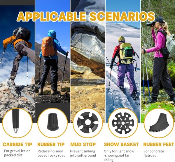 Trekking Poles Set of 2, Collapsible Cork Handle Aluminum Hiking Poles with Quick Lock System, Telescopic, Collapsible, Ultralight for Women Men, Hiking, Camping, Climbing - Image 5
