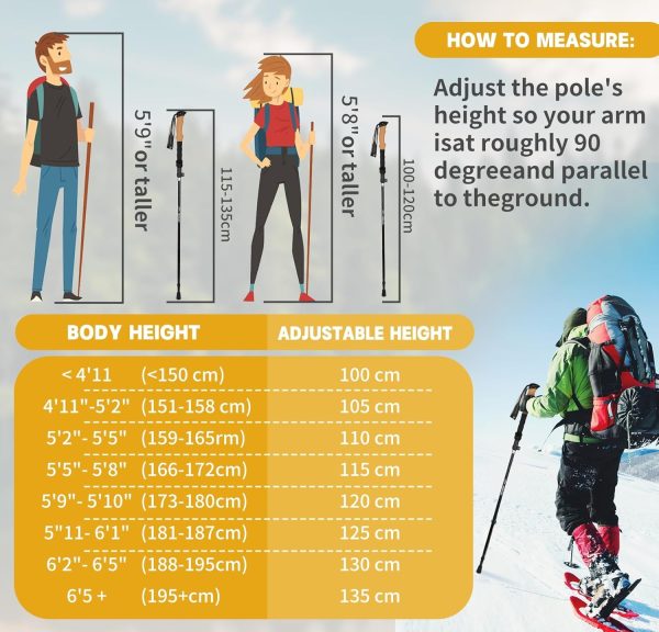 Trekking Poles Set of 2, Collapsible Cork Handle Aluminum Hiking Poles with Quick Lock System, Telescopic, Collapsible, Ultralight for Women Men, Hiking, Camping, Climbing - Image 7